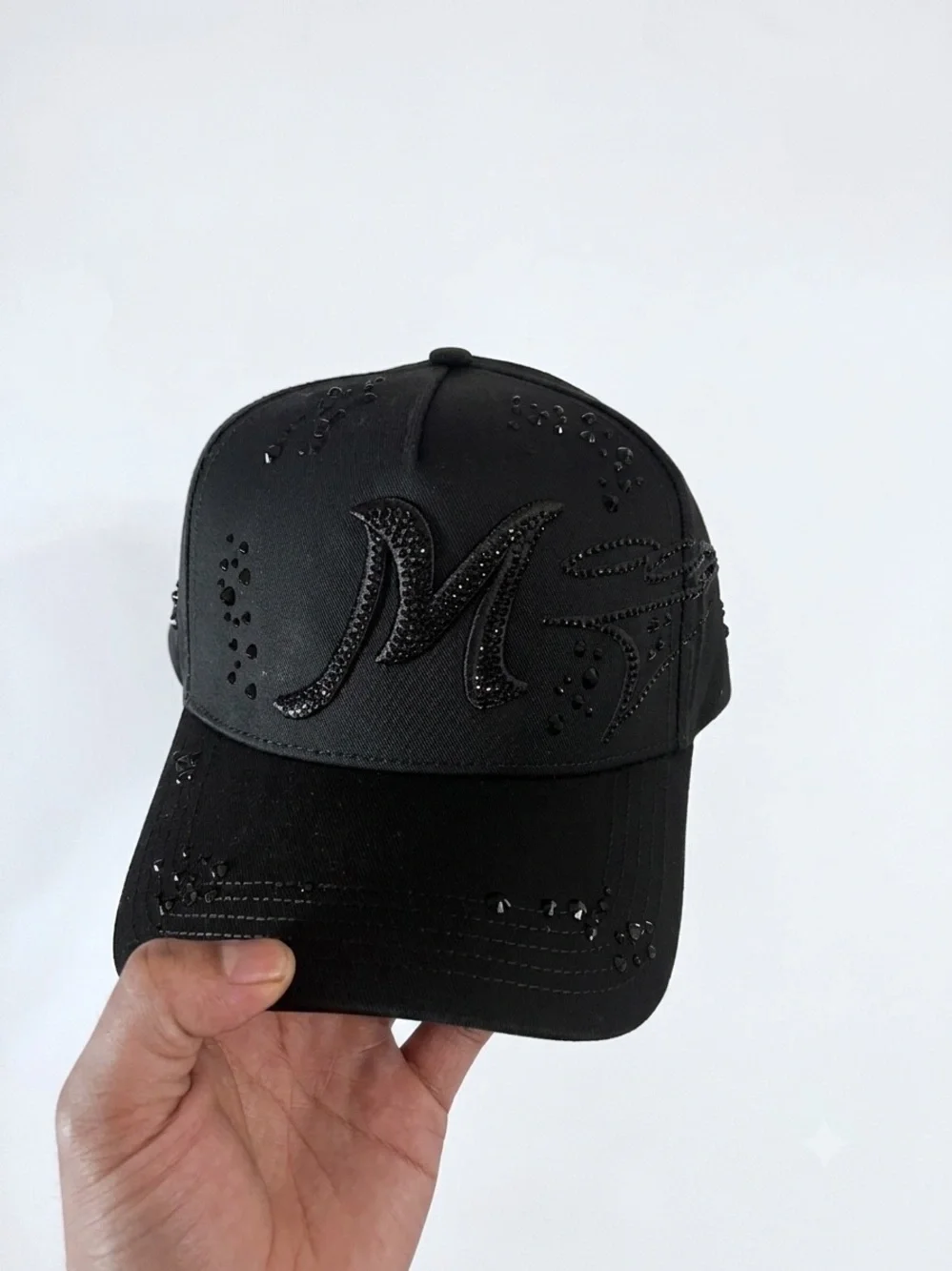 MZ Hatsss Black Rhinestone Streetwear Ha